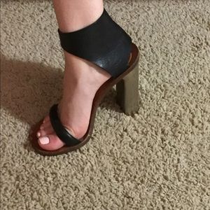 Celine (Paris) metal heel sandals.